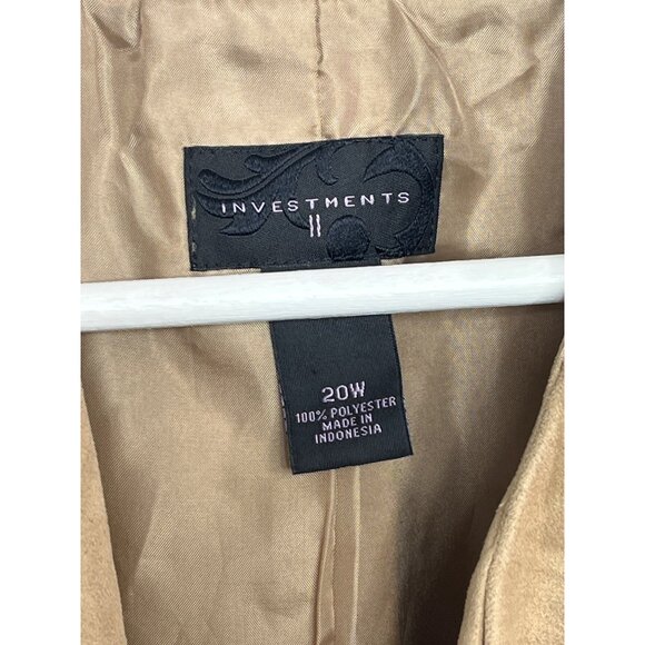 Investments Faux Suede Open Front Blazer Size 20W Tan - Picture 6 of 12